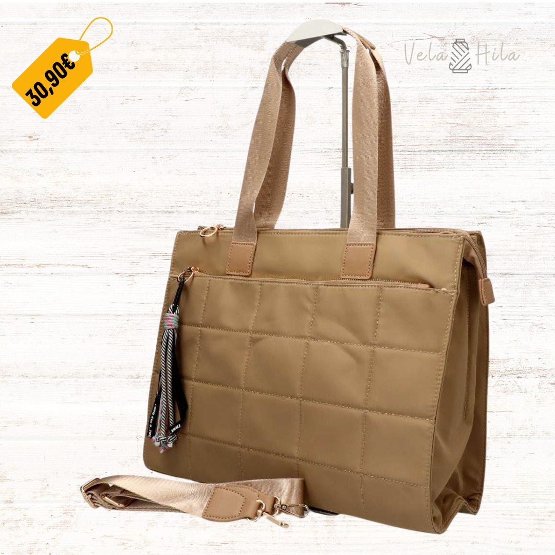 Bolso shopper nylon efecto acolchado