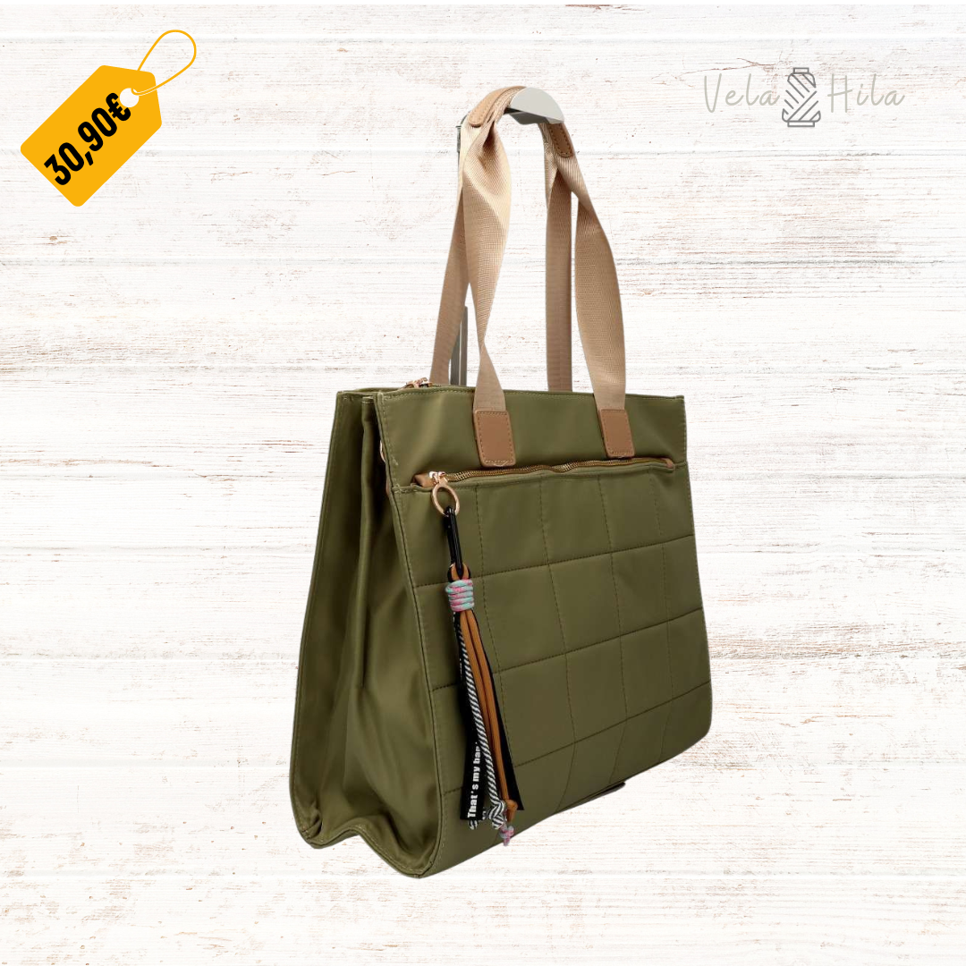 Bolso shopper nylon efecto acolchado